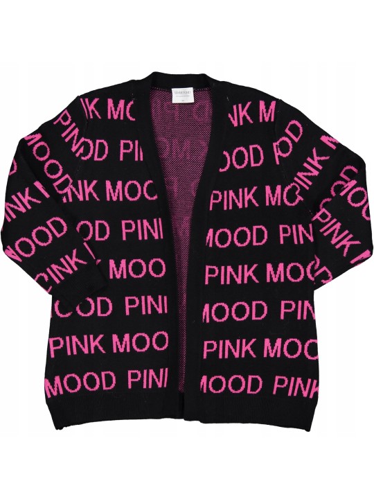 BIRBA TRYBEYOND SWETER  KARDIGAN CZARNY W RÓŻOWE NAPISY PINK 999 76774 00 90Z