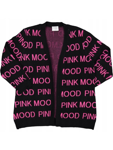 BIRBA TRYBEYOND SWETER  KARDIGAN CZARNY W RÓŻOWE NAPISY PINK 999 76774 00 90Z
