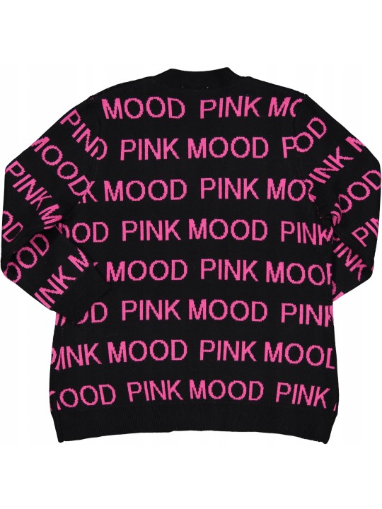 BIRBA TRYBEYOND SWETER  KARDIGAN CZARNY W RÓŻOWE NAPISY PINK 999 76774 00 90Z