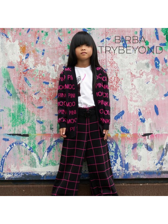 BIRBA TRYBEYOND SWETER  KARDIGAN CZARNY W RÓŻOWE NAPISY PINK 999 76774 00 90Z