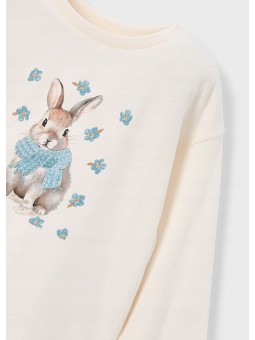 MAYORAL KOSZULKA BLUZKA NA DŁUGI RĘKAW KREM KRÓLICZEK 4009/66