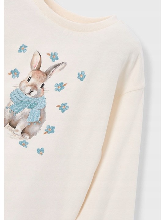 MAYORAL KOSZULKA BLUZKA NA DŁUGI RĘKAW KREM KRÓLICZEK 4009/66