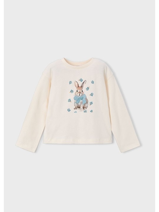 MAYORAL KOSZULKA BLUZKA NA DŁUGI RĘKAW KREM KRÓLICZEK 4009/66