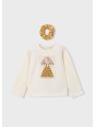 MAYORAL KOSZULKA BLUZKA DLA DZIEWCZYNKI NA DŁUGI RĘKAW GUMKA DO WŁOSÓW KREM  ŻÓŁTY 4006/84