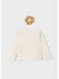 MAYORAL KOSZULKA BLUZKA DLA DZIEWCZYNKI NA DŁUGI RĘKAW GUMKA DO WŁOSÓW KREM  ŻÓŁTY 4006/84