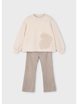 MAYORAL KOMPLET DLA DZIEWCZYNKI BLUZA KREM LEGINSY BRĄZ 4721/31