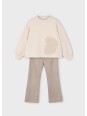 MAYORAL KOMPLET DLA DZIEWCZYNKI BLUZA KREM LEGINSY BRĄZ 4721/31