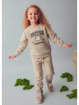 MAYORAL KOMPLET DRES DLA DZIEWCZYNKI BLUZA SPODNIE BEŻOWY 4893/66