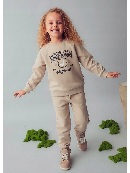 MAYORAL KOMPLET DRES DLA DZIEWCZYNKI BLUZA SPODNIE BEŻOWY 4893/66