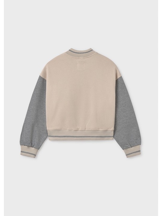 MAYORAL BLUZA DLA DZIEWCZYNKI ROZPINANA BOMBERKA KREM SZARY HAFT 7428/35