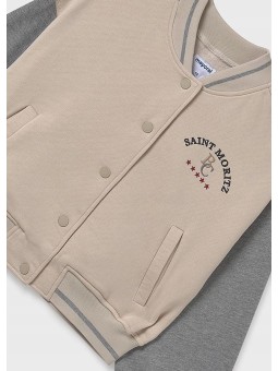 MAYORAL BLUZA DLA DZIEWCZYNKI ROZPINANA BOMBERKA KREM SZARY HAFT 7428/35