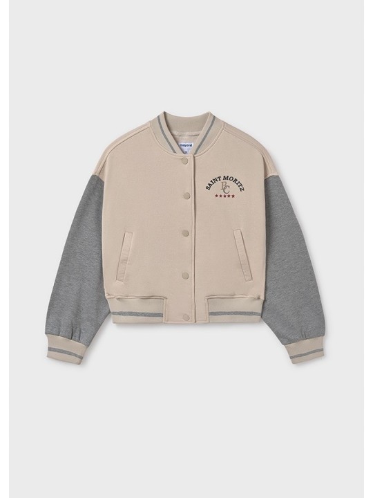 MAYORAL BLUZA DLA DZIEWCZYNKI ROZPINANA BOMBERKA KREM SZARY HAFT 7428/35