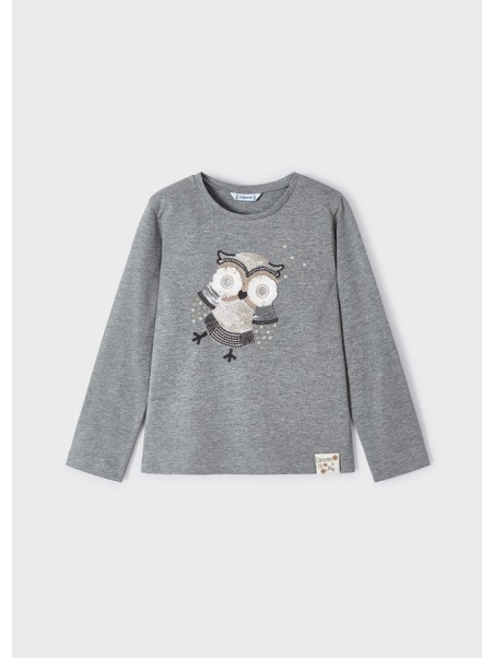 MAYORAL KOSZULKA BLUZKA NA DŁUGI RĘKAW SZARA SÓWKA 4008/82