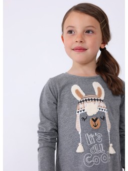 MAYORAL KOMPLET DLA DZIEWCZYNKI KOSZULKA NA DŁUGI RĘKAW SZARA LEGINSY  WZORY 4795/53