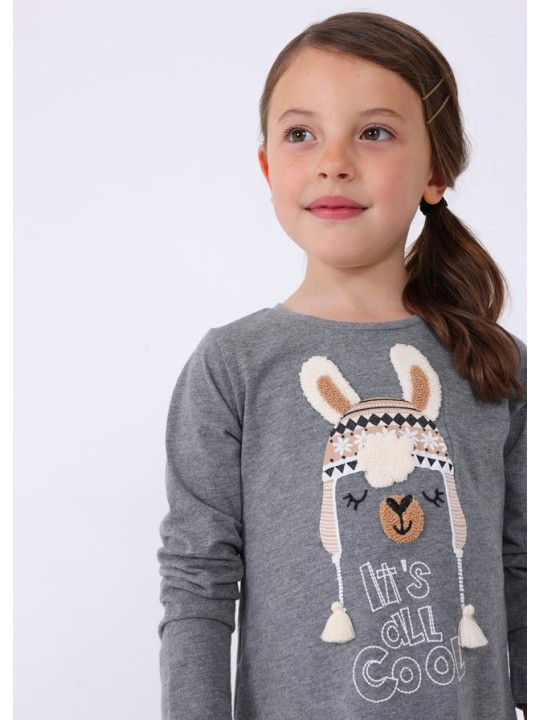 MAYORAL KOMPLET DLA DZIEWCZYNKI KOSZULKA NA DŁUGI RĘKAW SZARA LEGINSY  WZORY 4795/53