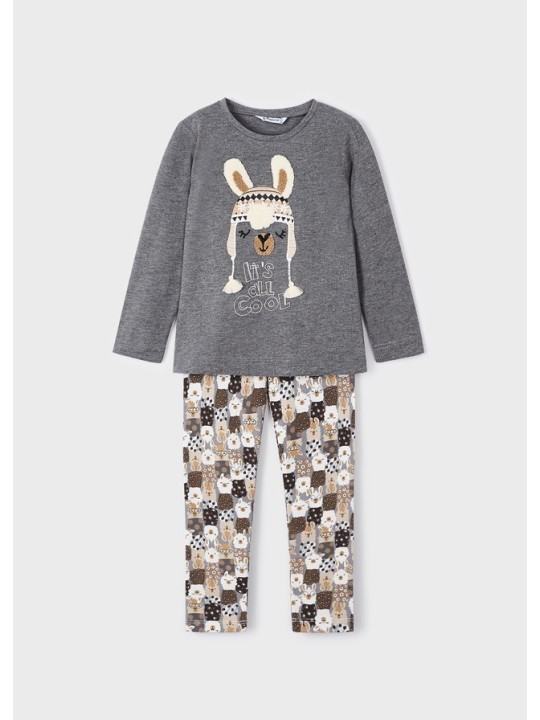 MAYORAL KOMPLET DLA DZIEWCZYNKI KOSZULKA NA DŁUGI RĘKAW SZARA LEGINSY  WZORY 4795/53