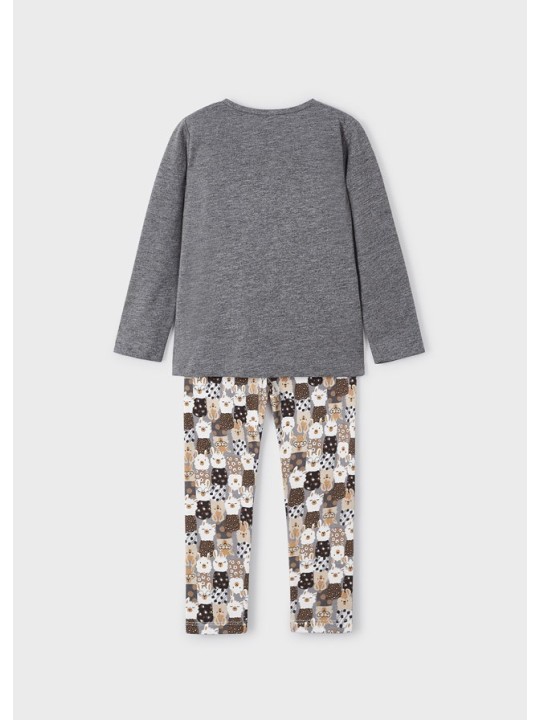 MAYORAL KOMPLET DLA DZIEWCZYNKI KOSZULKA NA DŁUGI RĘKAW SZARA LEGINSY  WZORY 4795/53