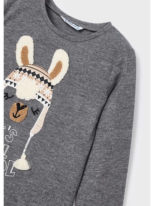 MAYORAL KOMPLET DLA DZIEWCZYNKI KOSZULKA NA DŁUGI RĘKAW SZARA LEGINSY  WZORY 4795/53