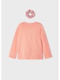 MAYORAL KOSZULKA BLUZKA NA DŁUGI RĘKAW KORALOWA Z GUMKĄ DO WŁOSÓW 3072/61