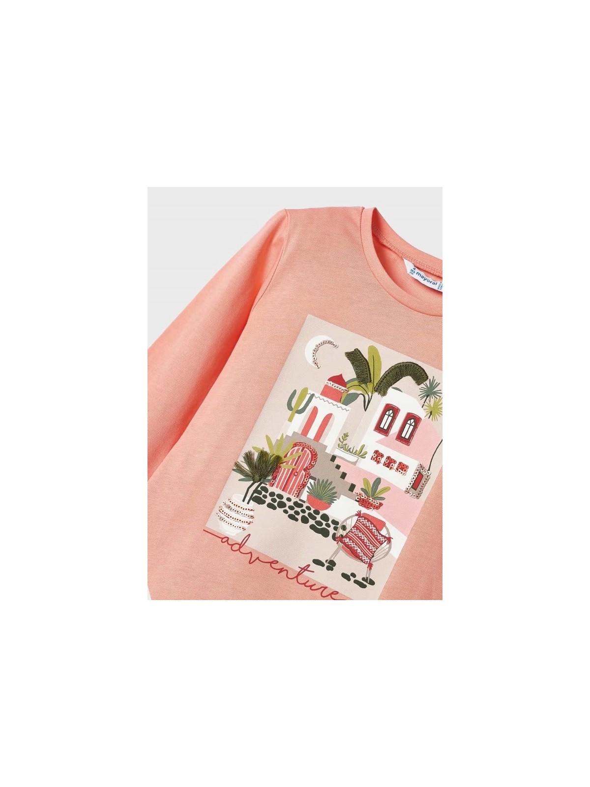 MAYORAL KOSZULKA BLUZKA NA DŁUGI RĘKAW KORALOWA Z GUMKĄ DO WŁOSÓW 3072/61