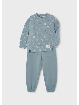 MAYORAL KOMPLET DRES DLA DZIEWCZYNKI BLUZA W KWIATKI SPODNIE MORSKA ZIELEŃ 4894/70