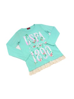 U.S POLO ASSN. BLUZKA KOSZULKA  DLA DZIEWCZYNKI KOLOR ZIELONY 000005447082