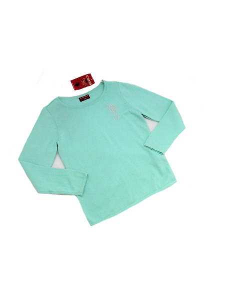 U.S POLO ASSN. SWETER  DLA DZIEWCZYNKI ZIELONY Z KRYSZTAŁKAMI 000004033940
