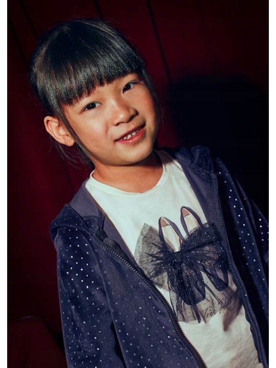 MAYORAL KOMPLET DRES DLA DZIEWCZYNKI WELUROWY BLUZA Z BROKATEM KOSZULKA NA DŁUGI RĘKAW SPODNIE 4892/61