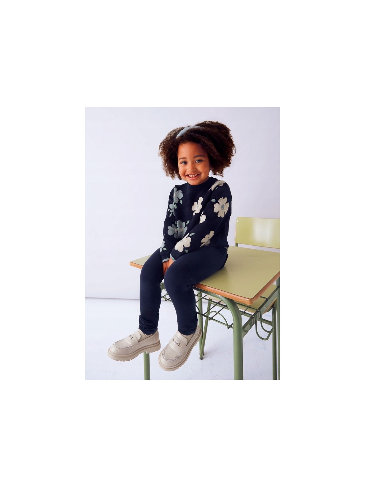 MAYORAL SWETER DZIANINOWY DZIEWCZYNKA KWIATY GRANAT 4303/85