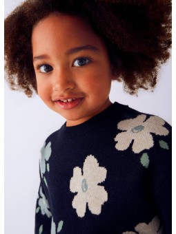 MAYORAL SWETER DZIANINOWY DZIEWCZYNKA KWIATY GRANAT 4303/85