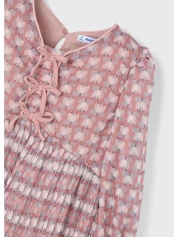 MAYORAL SUKIENKADLA DZIEWCZYNKI  NA DŁUGI RĘKAW KRATKA RÓŻ 4928 /25