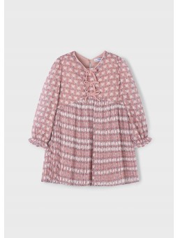 MAYORAL SUKIENKADLA DZIEWCZYNKI  NA DŁUGI RĘKAW KRATKA RÓŻ 4928 /25