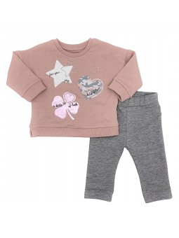 BIRBA  DRES KOMPLET DLA DZIEWCZYNKI BLUZA Z KRYSZTAŁKAMI LEGINSY SZARE 999 49029 00 50C