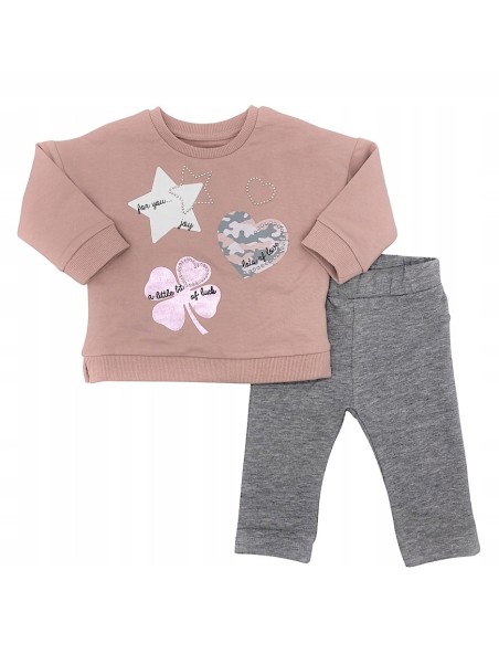 BIRBA  DRES KOMPLET DLA DZIEWCZYNKI BLUZA Z KRYSZTAŁKAMI LEGINSY SZARE 999 49029 00 50C