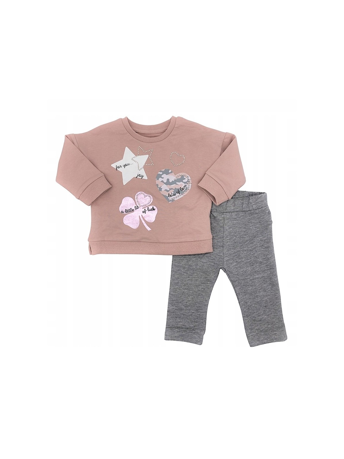 BIRBA  DRES KOMPLET DLA DZIEWCZYNKI BLUZA Z KRYSZTAŁKAMI LEGINSY SZARE 999 49029 00 50C