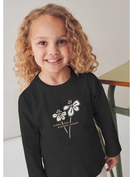 MAYORAL KOSZULKA BLUZKA NA DŁUGI RĘKAW CZARNY 178/14