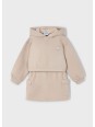 MAYORAL KOMPLET BLUZA Z KAPTUREM  SPÓDNICA Z KIESZENIAMI BEŻ  4935/73
