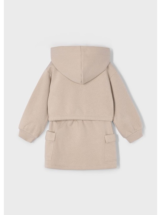 MAYORAL KOMPLET BLUZA Z KAPTUREM  SPÓDNICA Z KIESZENIAMI BEŻ  4935/73