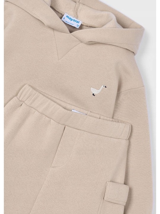 MAYORAL KOMPLET BLUZA Z KAPTUREM  SPÓDNICA Z KIESZENIAMI BEŻ  4935/73