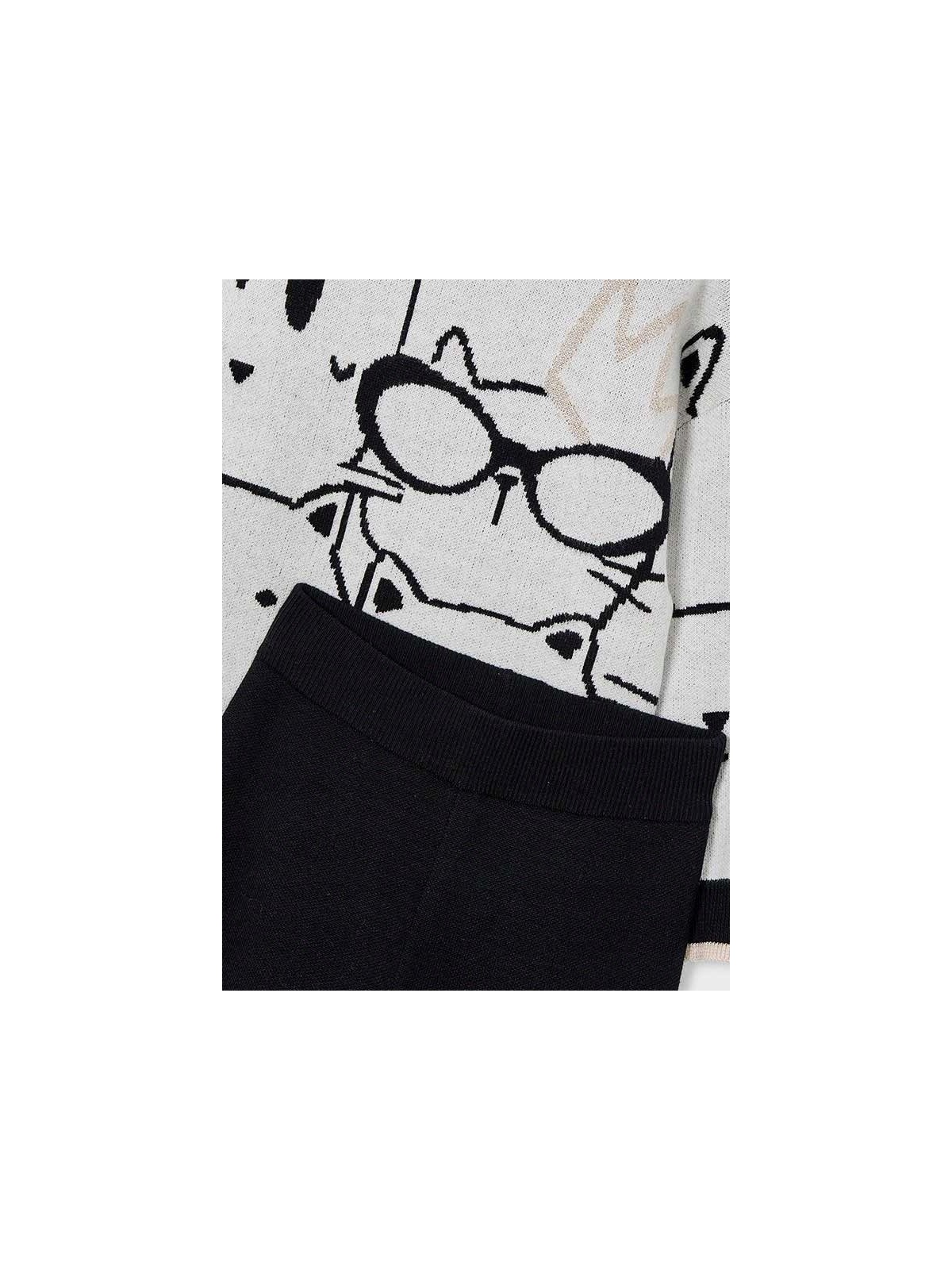 MAYORAL KOMPLET DRES DZIANINA BLUZA SWETER KREM SZEROKIE SPODNIE CZARNE  4583/92