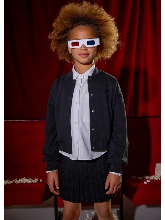 MAYORAL BLUZA DLA DZIEWCZYNKI ROZPINANA BOMBERKA CZARNA  7428/36