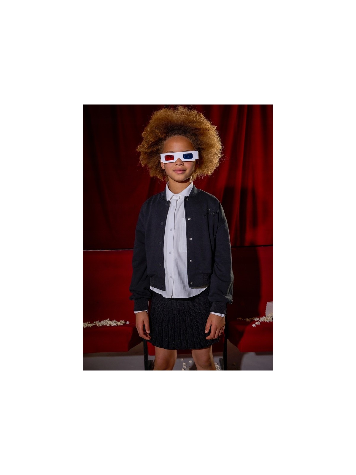 MAYORAL BLUZA DLA DZIEWCZYNKI ROZPINANA BOMBERKA CZARNA  7428/36