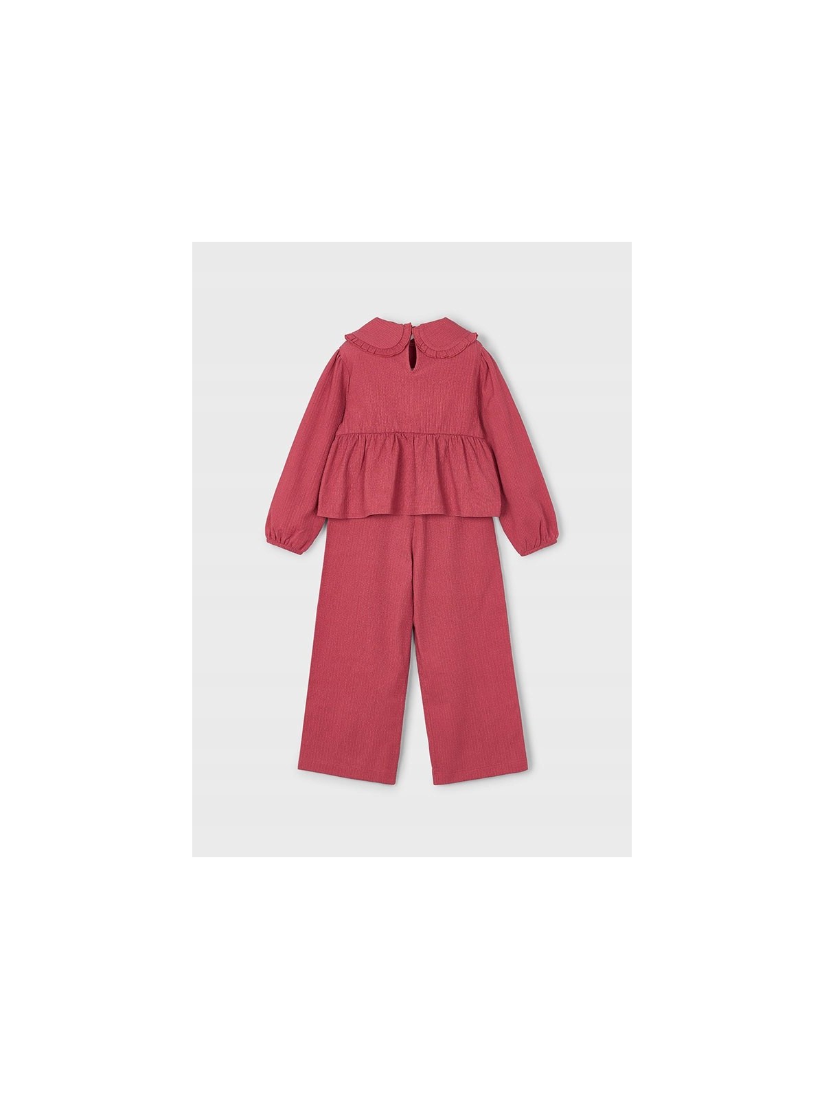 MAYORAL KOMPLET DLA DZIEWCZYNKI KOSZULKA BLUZKA  Z FALABNKĄ SPODNIE SZEROKIE BORDO 4581/82