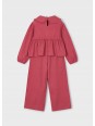 MAYORAL KOMPLET DLA DZIEWCZYNKI KOSZULKA BLUZKA  Z FALABNKĄ SPODNIE SZEROKIE BORDO 4581/82