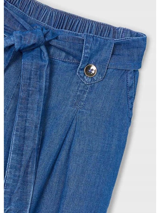 MAYORAL SPODNIE MATERIAŁOWE ŚCIĄGACZE NIEBIESKIE 3556/37