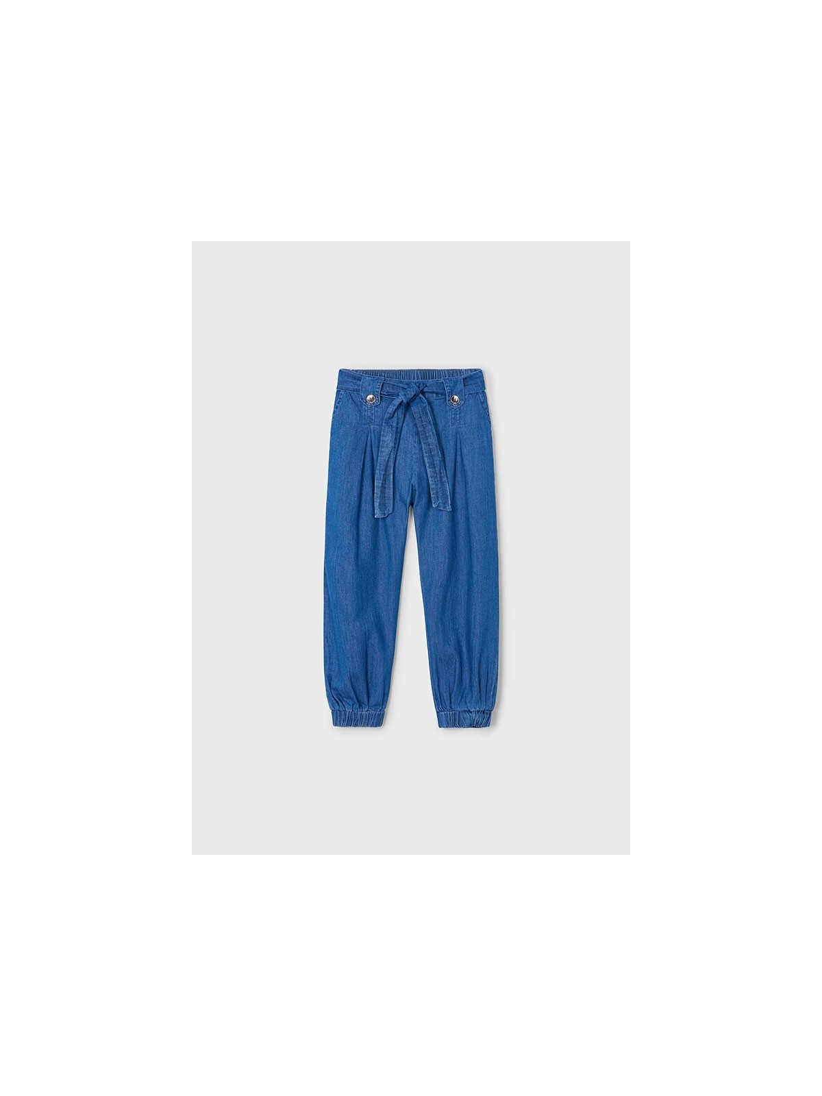 MAYORAL SPODNIE MATERIAŁOWE ŚCIĄGACZE NIEBIESKIE 3556/37