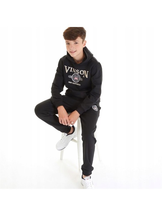 VINSON KOMPLET DRES DLA CHŁOPCA BLUZA Z KAPTUREM I SPODNIE CZARNY 105104