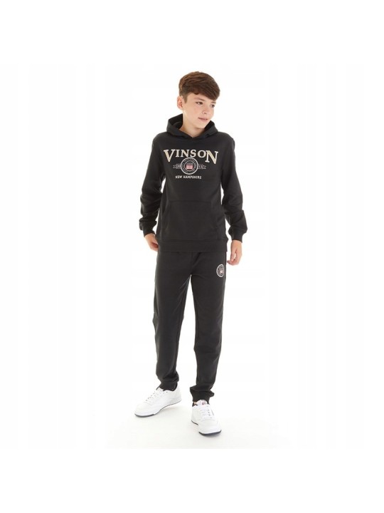 VINSON KOMPLET DRES DLA CHŁOPCA BLUZA Z KAPTUREM I SPODNIE CZARNY 105104
