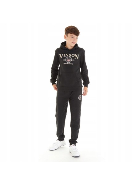 VINSON KOMPLET DRES DLA CHŁOPCA BLUZA Z KAPTUREM I SPODNIE CZARNY 105104