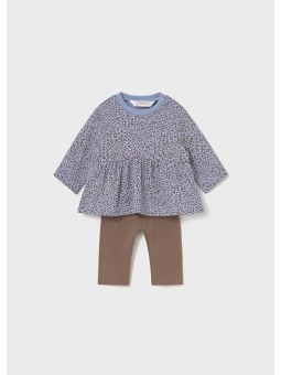 MAYORAL NEWBORN KOMPLET BLUZA PANTERKA LEGINSY BRĄZOWE 2726/2